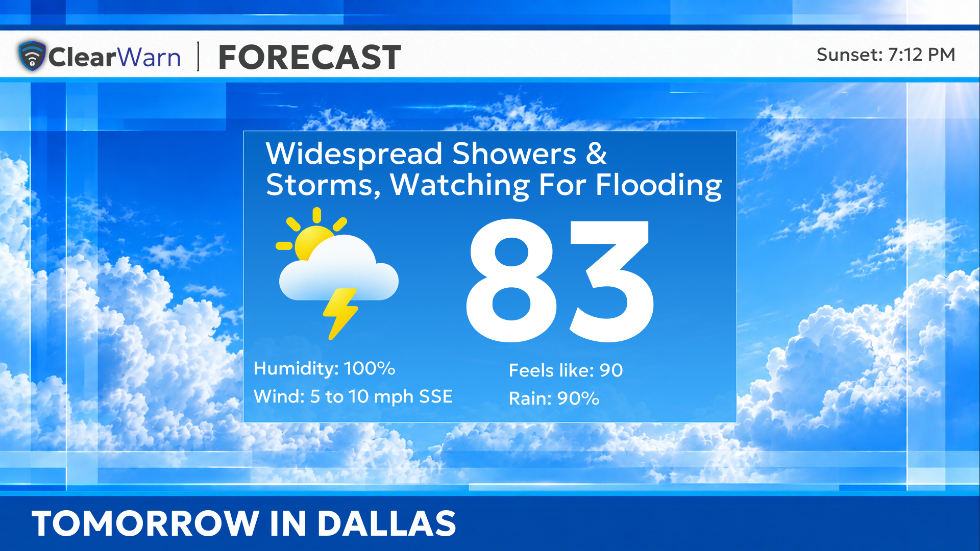 Branded forecast created with a ClearWarn SmartLayout.