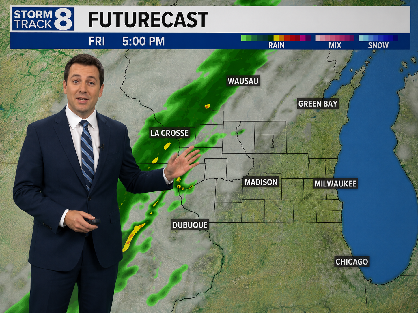 Chroma key background for meteorologist visuals