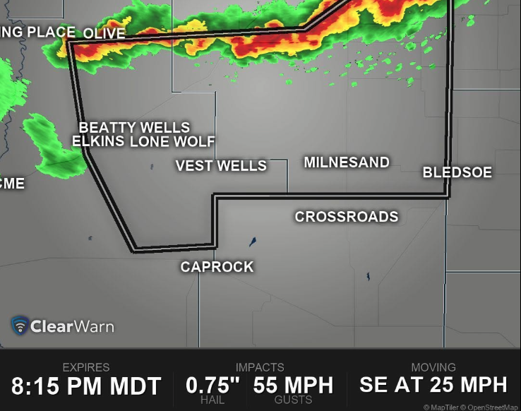 ClearWarn SmartLayout highlighting storm threats